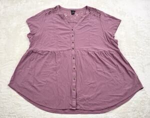 Torrid Womens Dusty Purple Rose Lace Crepe Emma Babydoll Blouse Plus Size 4XL